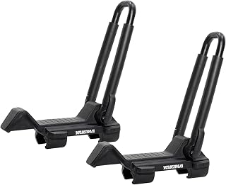 JayLow Soporte plegable para kayak en la azotea con forma de J y amarres | Ajuste redondo, cuadrado, de fábrica o aerodinámico; Capacidad para 1 bote de hasta 100 lb o 2 botes de hasta 130 lb en total