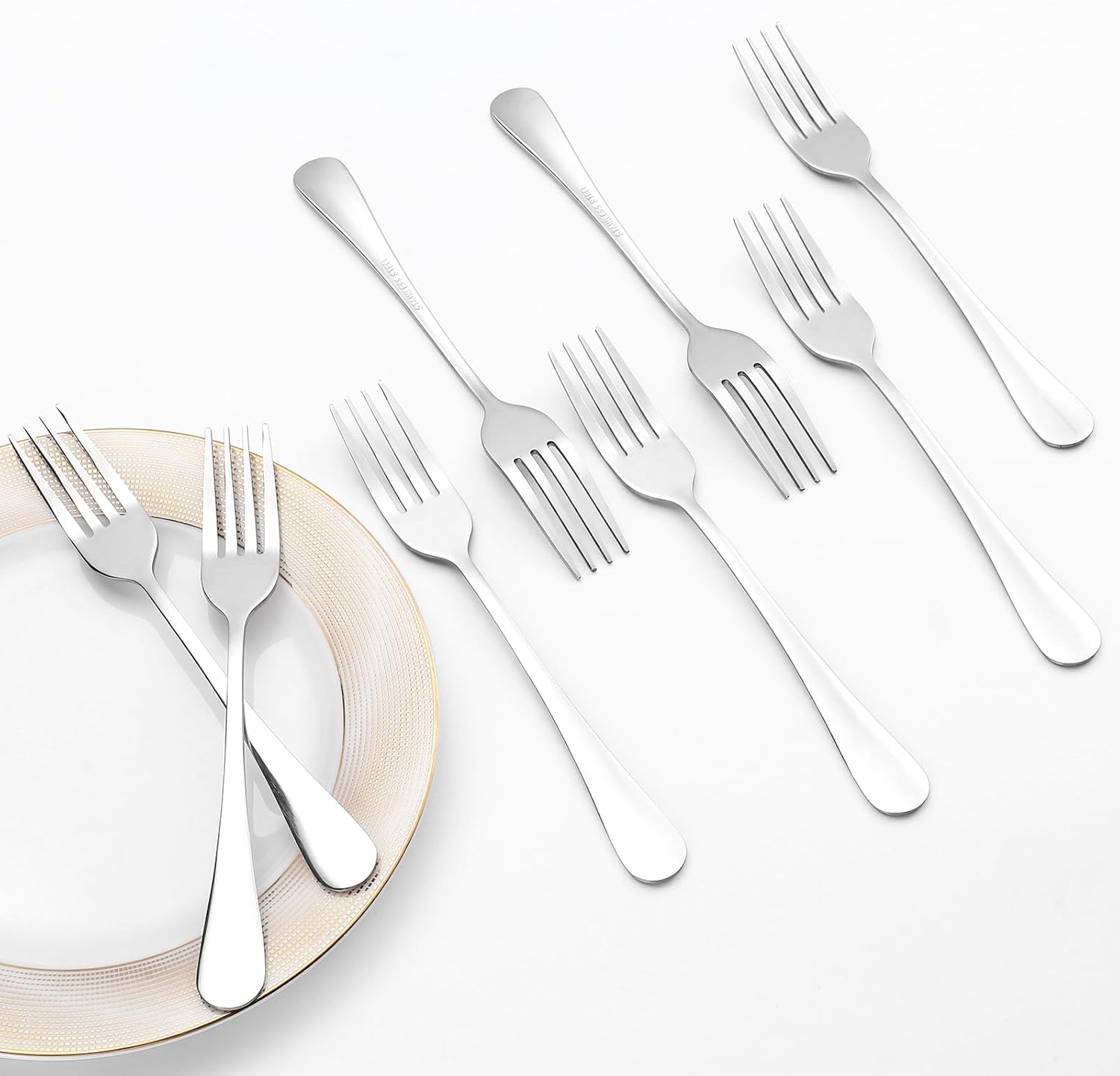 8 Pcs Dinner Forks Set, Food Grade Stainless Steel Forks Silverware, Metal Fork, Flatware Fork for Home, Kitchen or Restaurant, Mirror Polished, Dishwasher Safe, 7.3 Inches