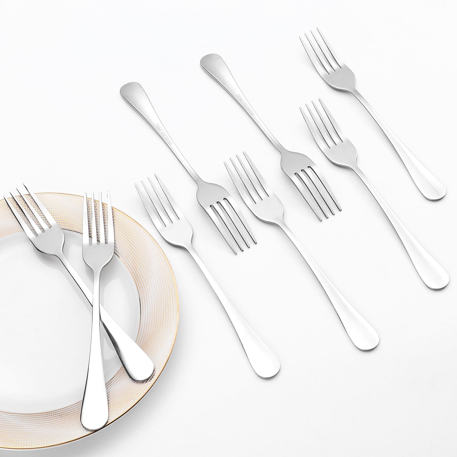 8 Pcs Dinner Forks Set, Food Grade Stainless Steel Forks Silverware, Metal Fork, Flatware Fork for Home, Kitchen or Restaurant, Mirror Polished, Dishwasher Safe, 7.3 Inches — Amazon image 4