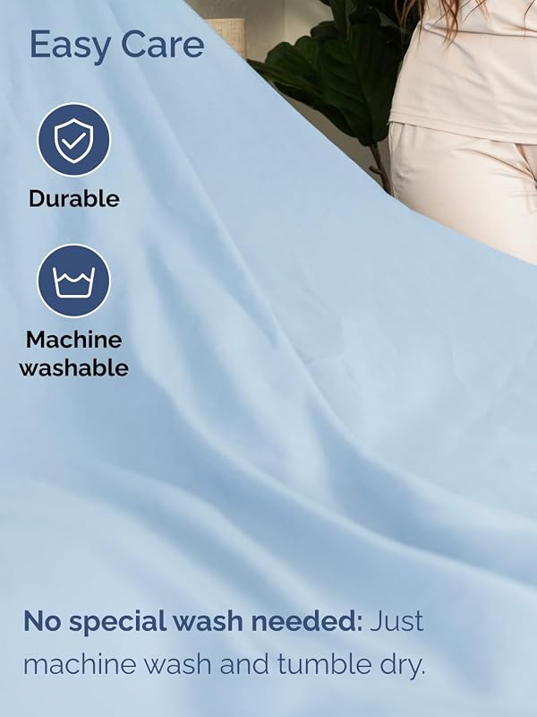 Extra Deep King Sheet Set - 6 Piece Breathable Cooling Sheets - Light Blue by CGK Unlimited - Image 7