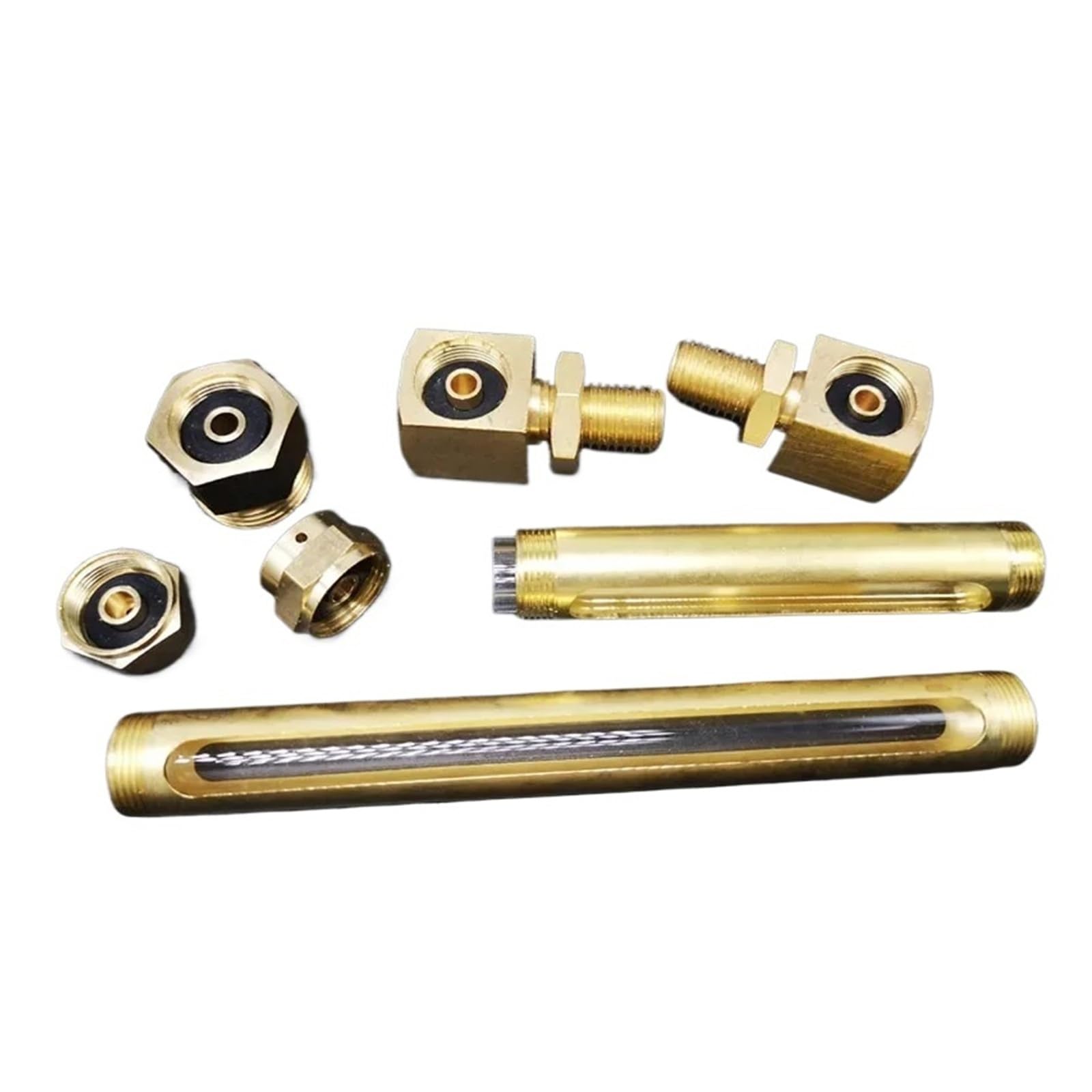 Indicador de nivel de aceite líquido de latón en forma de L con rosca macho BSP de 1/4", 3/8" y 1/2"(Two Window,250MM_1/2")