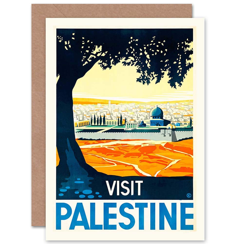 Wee Blue Coo Blue Wee Coo Travel Palestine Illustration Advert New Birthday Blank Greetings Card
