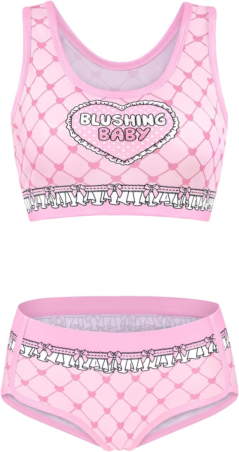 Littleforbig Women Silky Camisole and Panties Sports Loungewear Bralette Set - Blushing Baby - Image 5