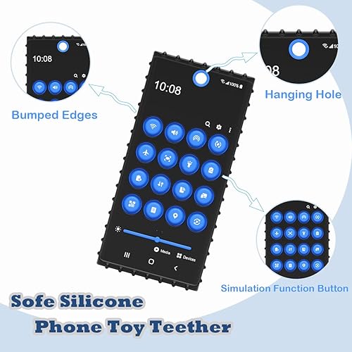Miniatura 4 de Juguete mordedor para teléfono celular para bebés, juguete de silicona suave para masticar con llave presionable POP, juguete educativo temprano