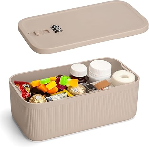 Miniatura 10 de Caja de medicamentos con bloqueo con código, pequeña caja de almacenamiento con cerradura para medicamentos, alimentos, refrigerios y teléfono,