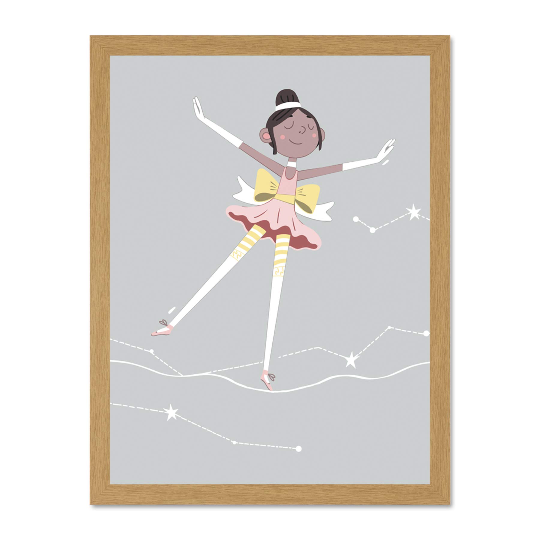 Wee Blue Coo Girls Ballerina Dancer Stars Large Framed Art Print Wall Poster 18x24 inch