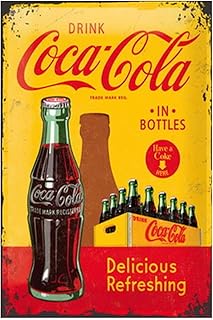 Coke Tin Sign Metal Poster Vintage Wall Decor, Drink Coca Cola in Bottles, for Pub Restaurants Cafe Club Plaque Man Cave Wall 8x12 Inch