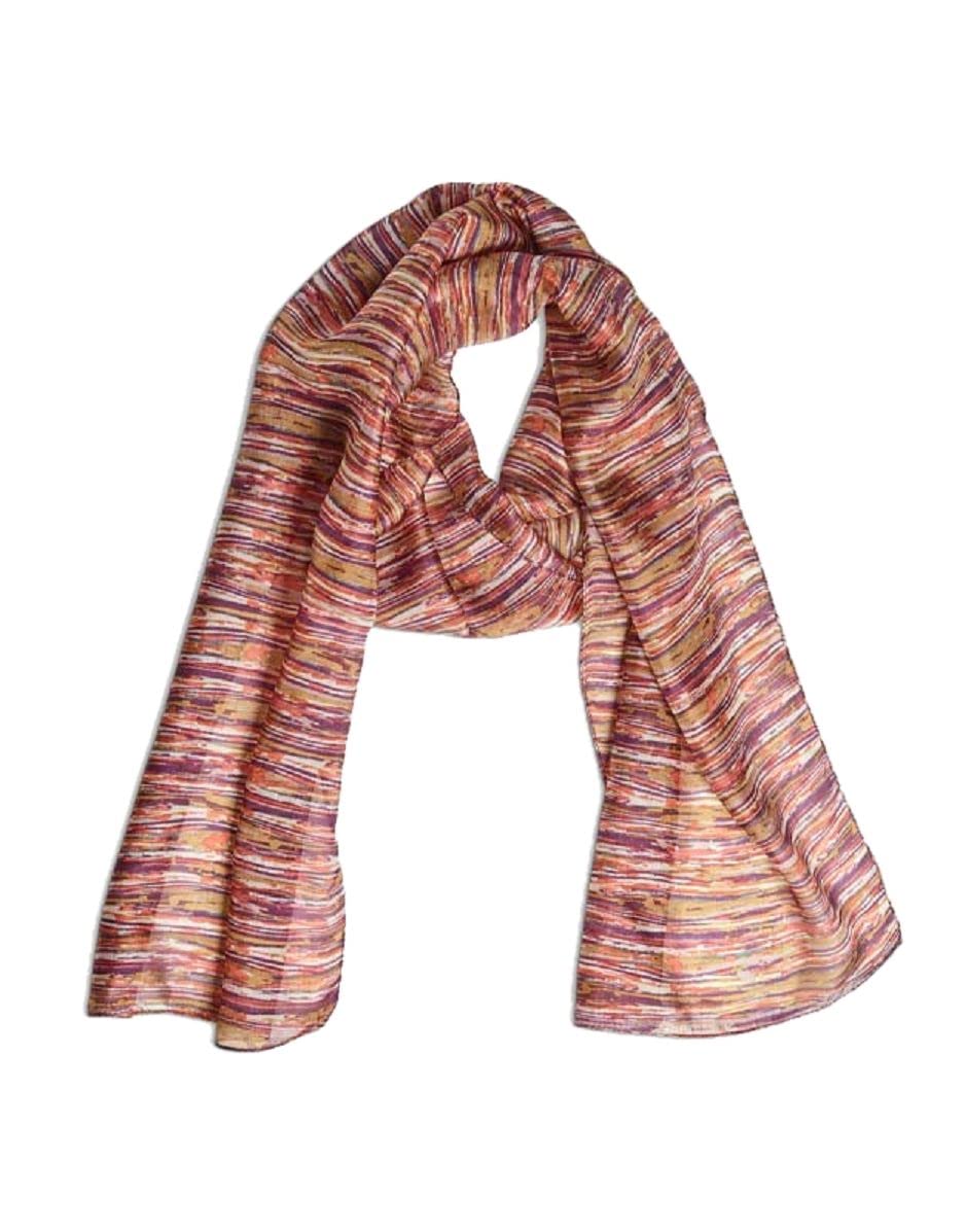 Glamour Secrets Ladies Silk Scarf - Multicoloured Abstract Print ~ One Size 100% Silk ~ Shore Plum