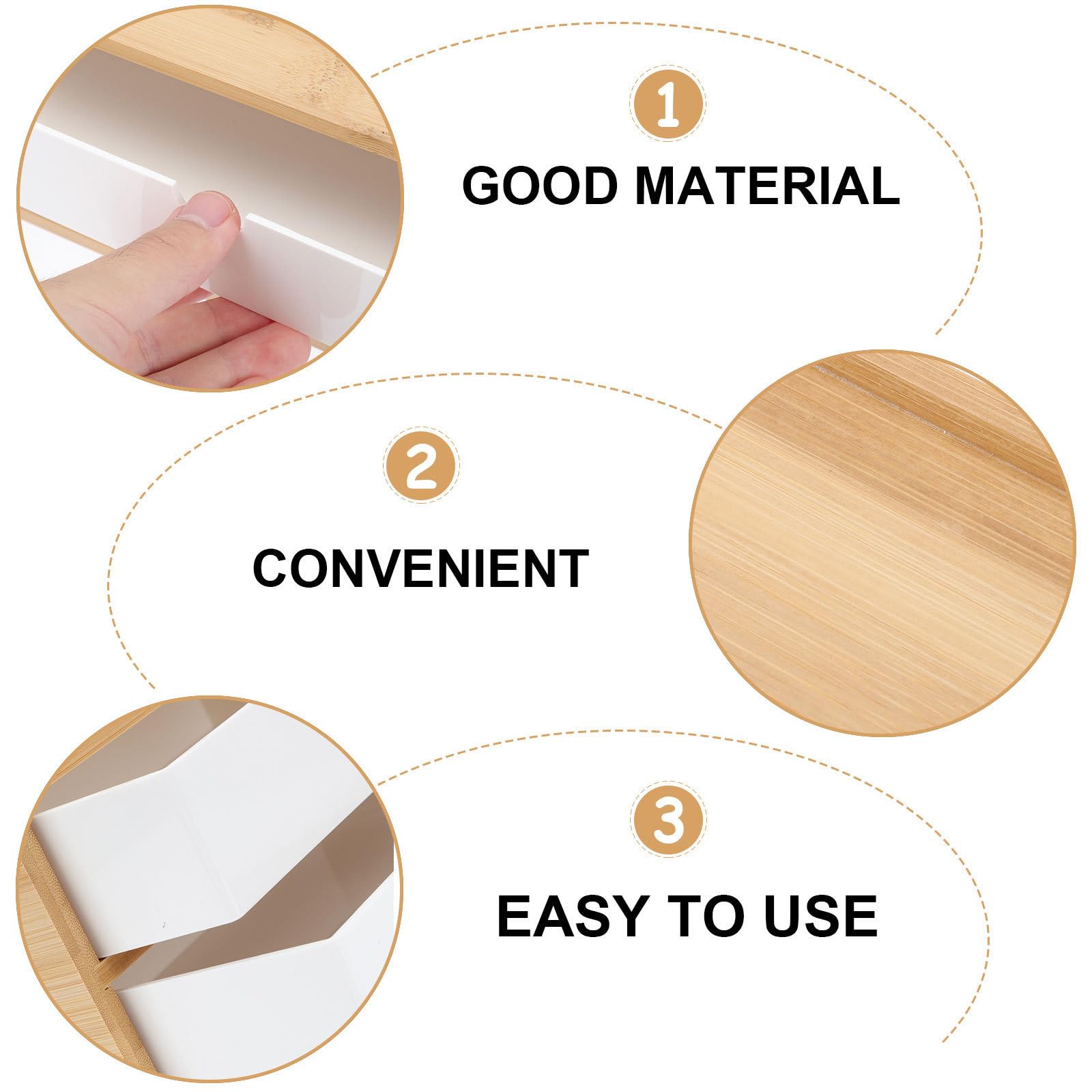 TEHAUX Caja de Almacenamiento de Maquillaje y Diseño Compacto de Bambú y ABS Material Ecológico para Organizar Cosméticos para Escritorio Separadores