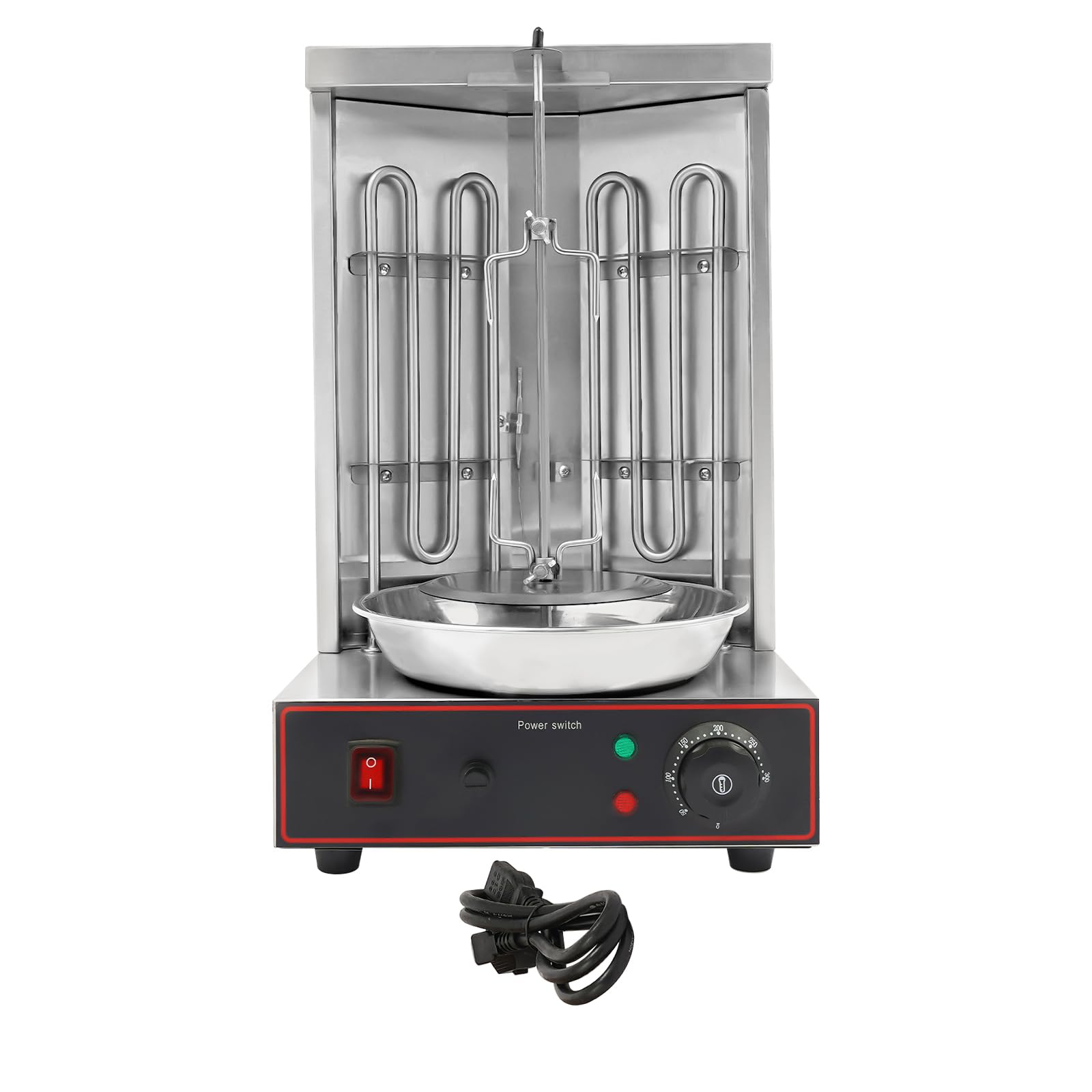 Grill do kebaba do kebaba, 3000 W, pionowy grill elektryczny z automatycznym rożnem obrotowym 360°, regulacja temperatury 50-300°C, elektryczny grill stołowy do kebabów Shawarma Rotisserie