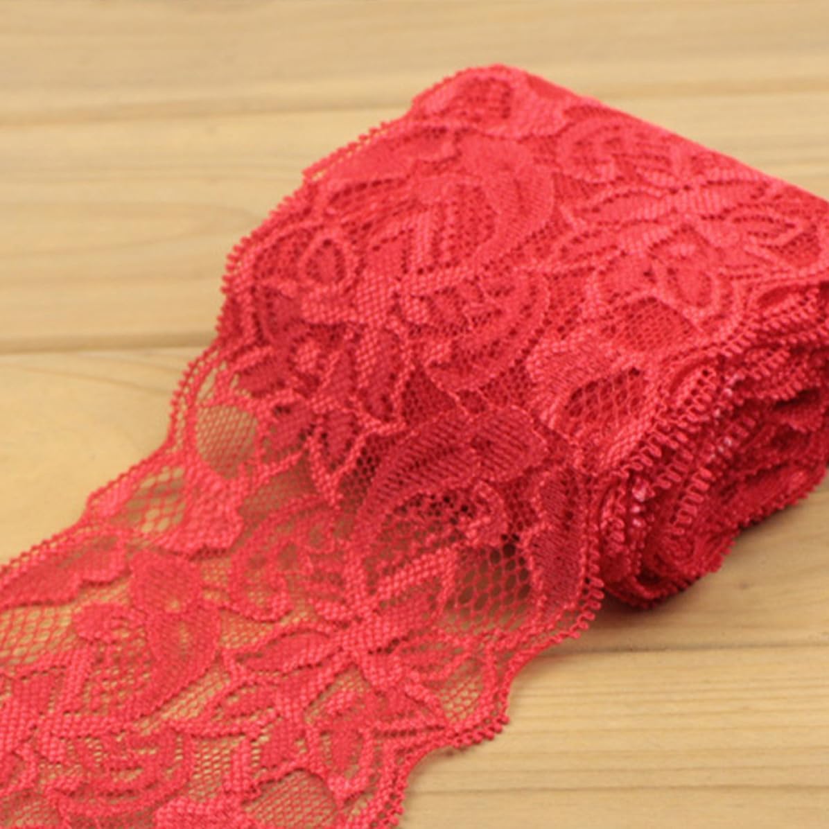 Red Elastic Lace Trimming Nylon DIY Clothing Material for Crafts