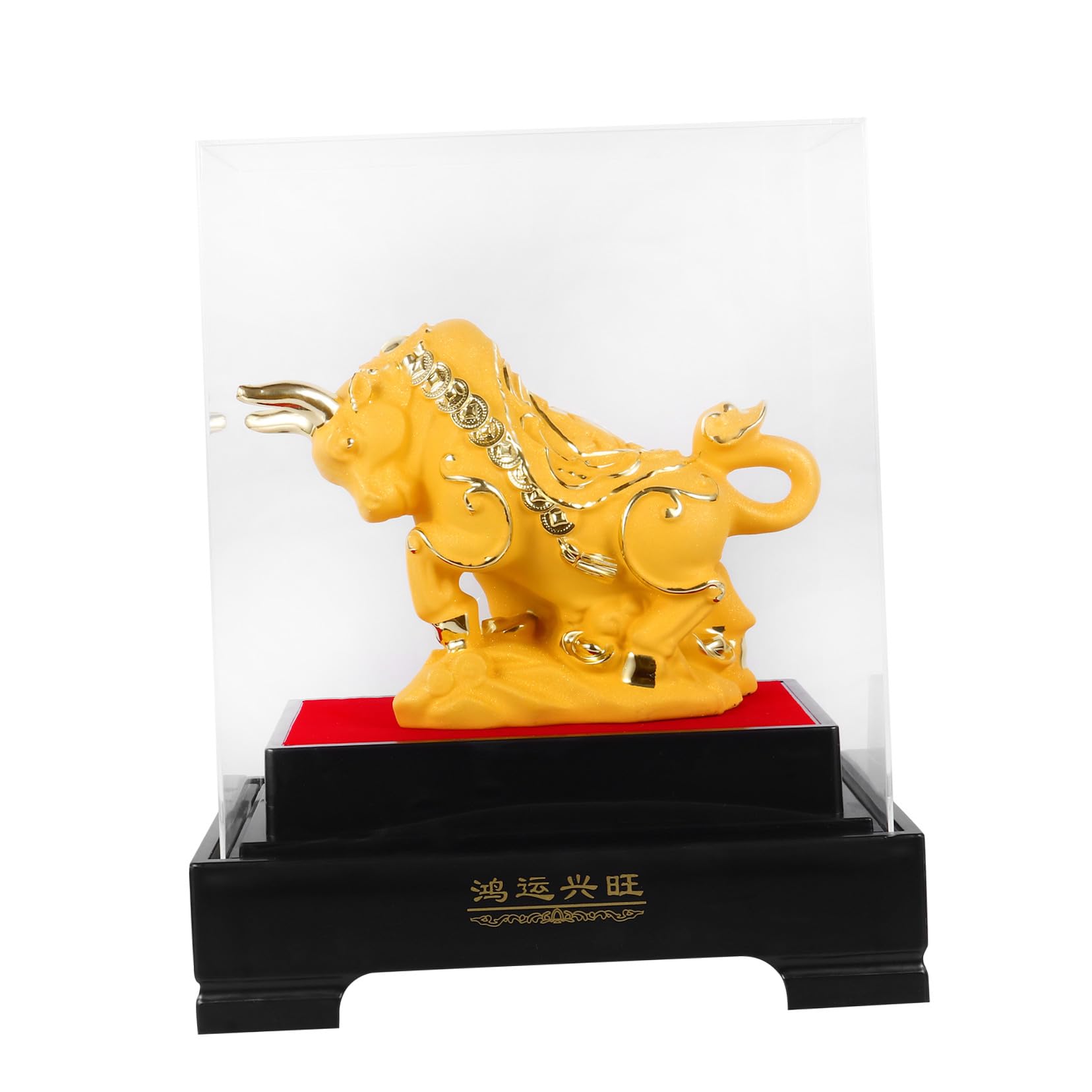 Figurine boeuf chinois en résine : sculpture de collection haute finition
