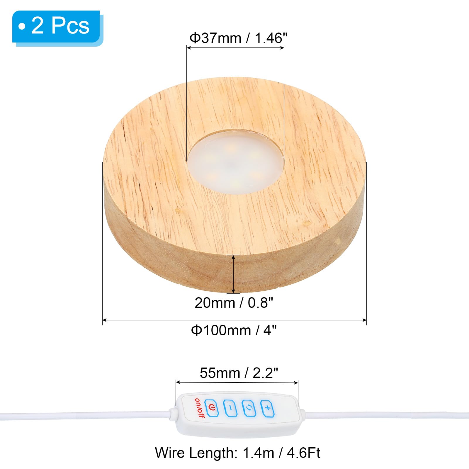 PATIKIL 4 Inch Wooden LED Light Base - Image 2