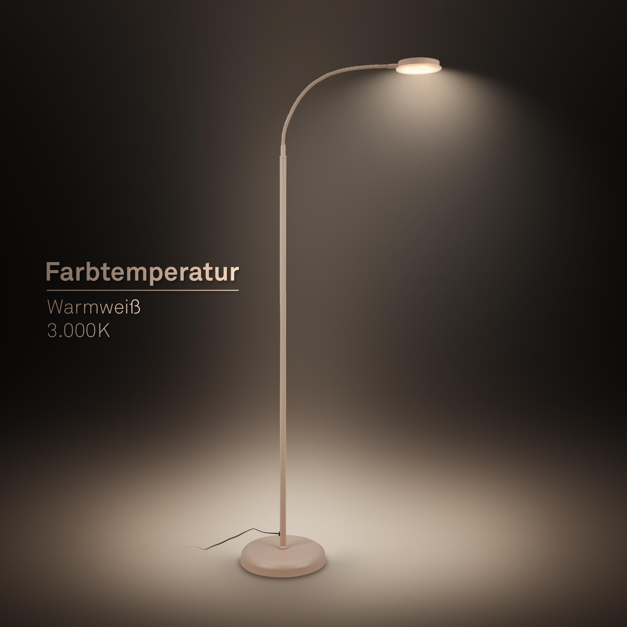 BRILONER - Lampa podłogowa dotykowa, ściemniana, obrotowa, funkcja pamięci, lampka do czytania, lampa do salonu, dekoracja sypialni, uplighter, 125,5 x 21 x 45 cm, beżowy