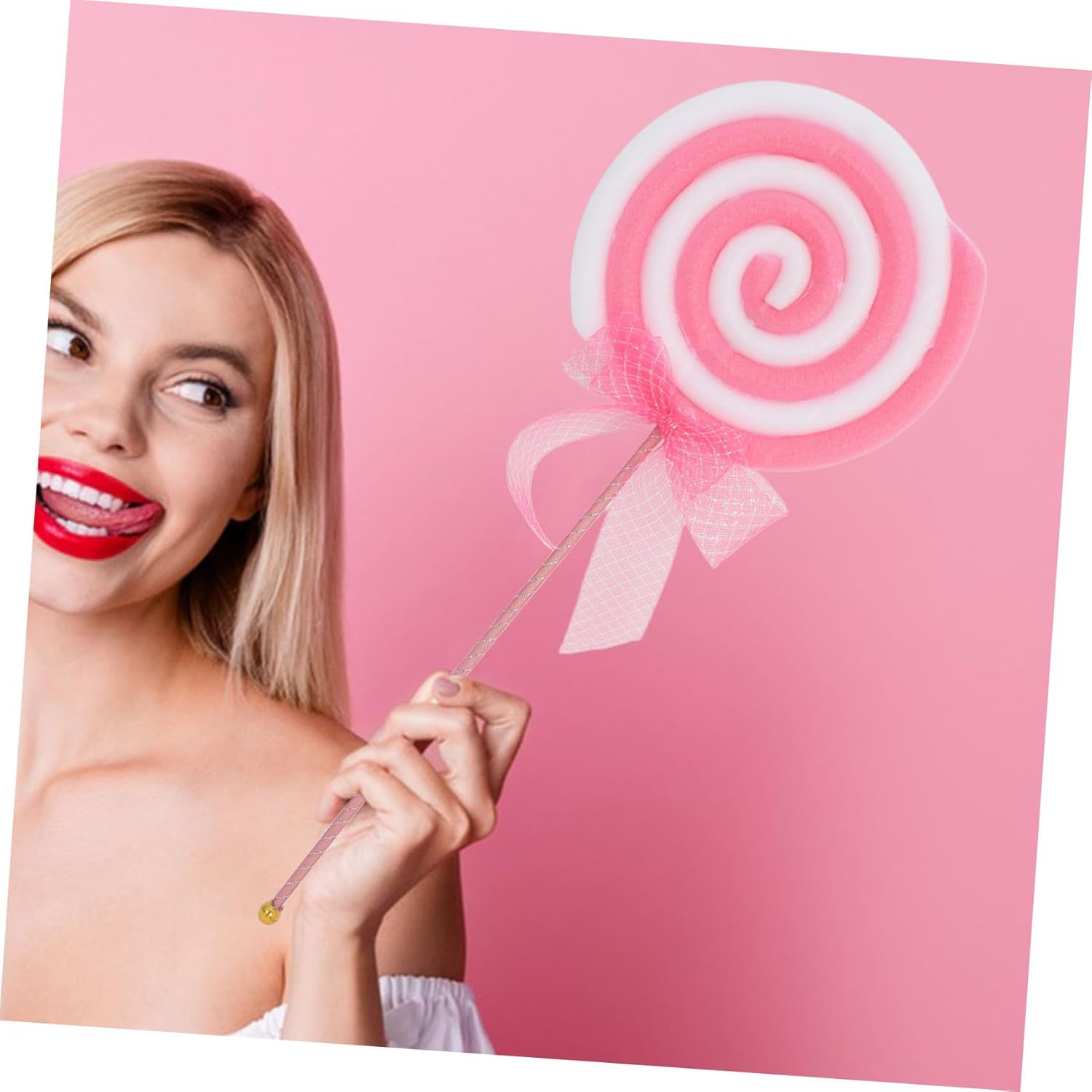 Cabilock 3pcs Prop Candy Giant Candy Lollipops Candies Pink Decor Fake Candy Simulation Prop Faux Candy Decoration Lollipop Photo Props Creative Tea Party Decoration Plastic