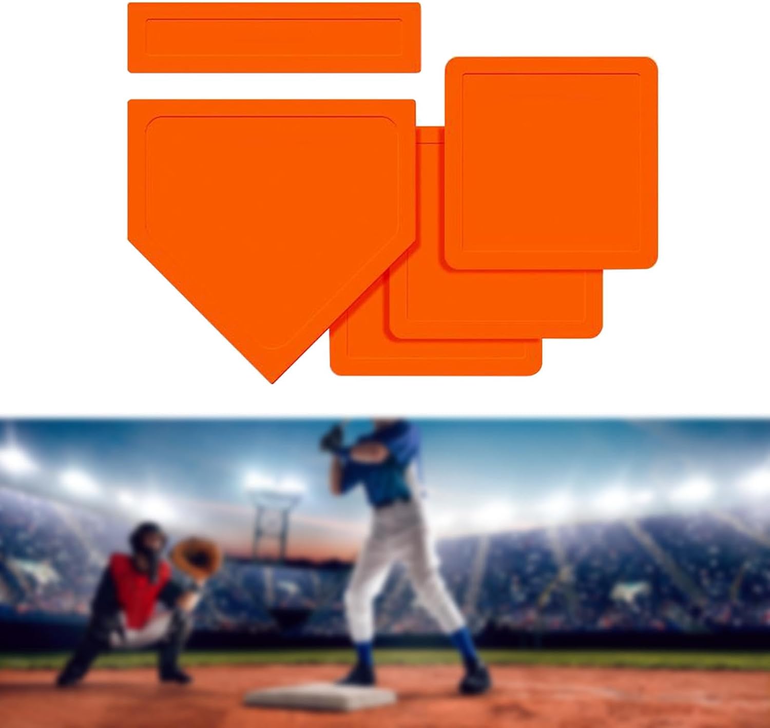 5 Pieces Baseball Base Set Softball Bases Throw Down Bases Home Plate Pitcher Plate Lightweight Rubber Material Suitable for Outdoor Indoor Field Gym