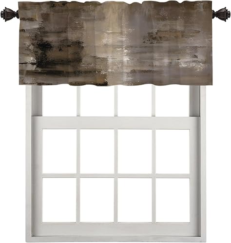 Miniatura 1010 de Cenefas de cocina modernas con patrón de cobre marrón dorado para ventanas, cenefas opacas abstractas de marcas de arañazos y cortinas opacas