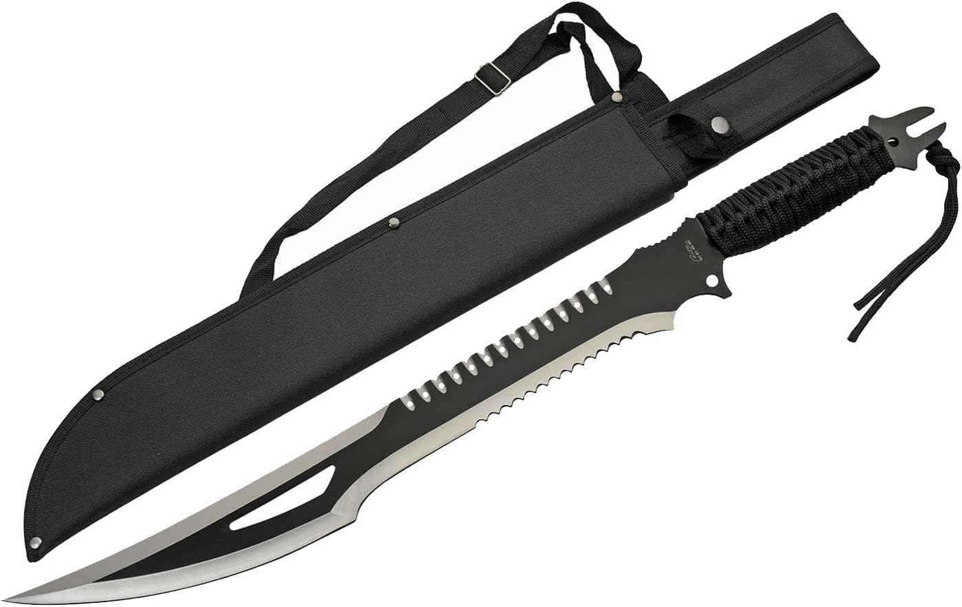 Szco Supplies 25” Cord-Wrapped Handle Fantasy Outdoor Machete with Nylon Sheath 926956 Black