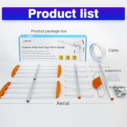 Miniatura 9 de Antena de TV para exteriores de 120 millas de alcance compatible con recepción de canal 4K 1080P para antena digital HDTV, señal digital UHFVHF de