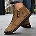 Mens Casual Leather Shoes Ankle Chukka Boots Handmade Side Zipper Mid top Slip On Loafers Fashion Lightweight Walking Driving High Boots (Dark Green,11,Men,11)