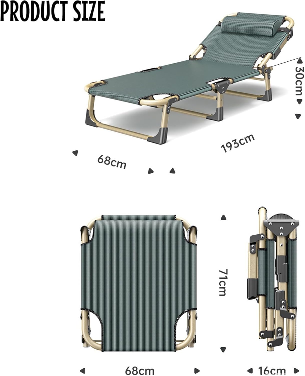 Camping Beds for Adults Portable Folding Bed, Folding Camping Cots Patio Lounge Chair, Camping Bed Folding Cot 330lbs (Max Load), for Sunbathing, Camping, Pool (Color : C1), 610038