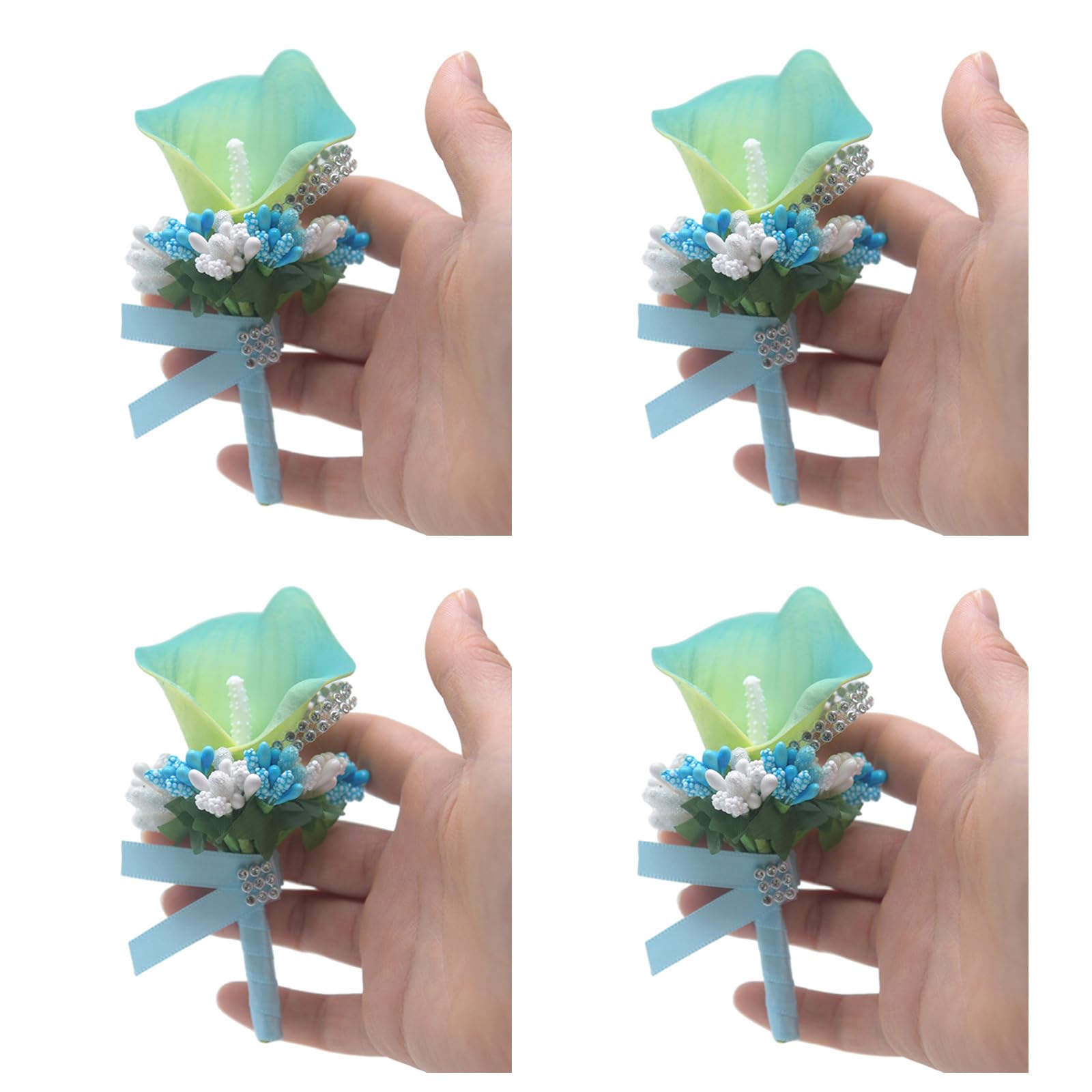 Hsioluted 4Pcs Bride Boutonniere Bridesmaid Boutonniere Wedding Bridal Flower Corsage for Wedding Ceremony Anniversary Proms Party Corsage and Set Bracelets Pin Rose Wrist and Set
