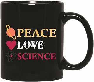 Peace Love Science Humor Gift for Science Lovers 11oz 15oz Black Coffee Mug