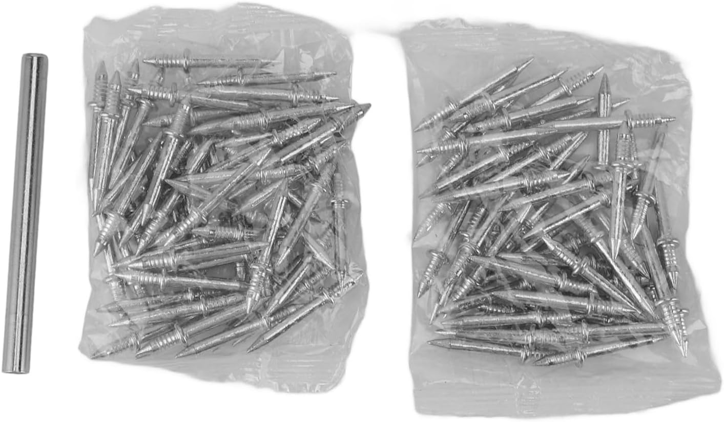 Double Head Skirting Thread Seamless Nail, Double Headed Nails Secure Fixation Metal Double Ended Baseboard Nails with Sleeve Tube 100pcs for Making Crafts