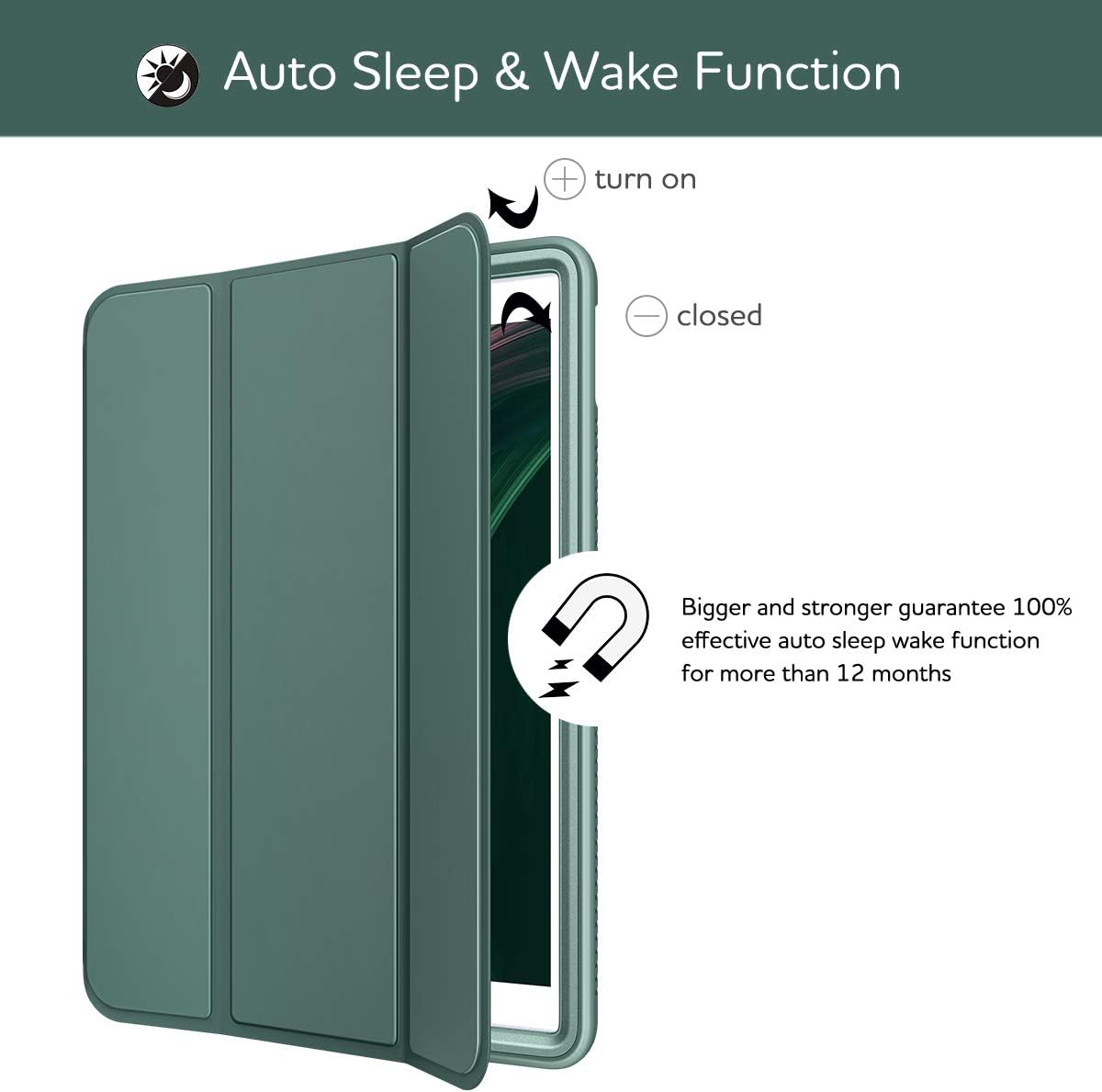 SURITCH Case for iPad Air 3 2019(3rd Gen)/iPad Pro 10.5 2017,[Built-in Screen Protector][Pencil Holder] Full Body Trifold Stand Protective Case Cover with Auto Wake/Sleep for Apple iPad 10.5"-Green
