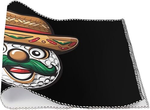 Miniatura 3 de Divertidos manteles individuales mexicanos con bigote de pelota de golf, juego de 6 manteles individuales resistentes lavables para decoración de