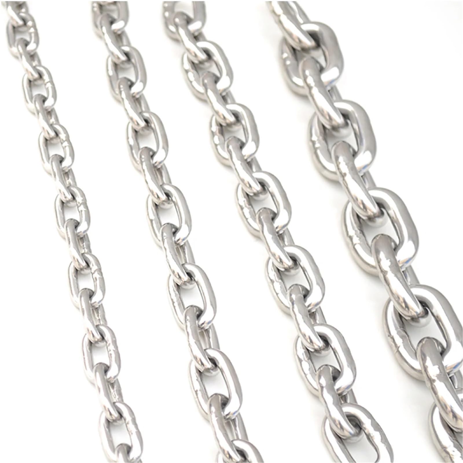 Catena Acciaio Inox Catena a maglie lunghe in acciaio inossidabile 304 da 1 metro / Legatura saldata for sollevamento corto for l'industria degli animali domestici, diametro ,2-8 mm(8.0mm-1Meter)