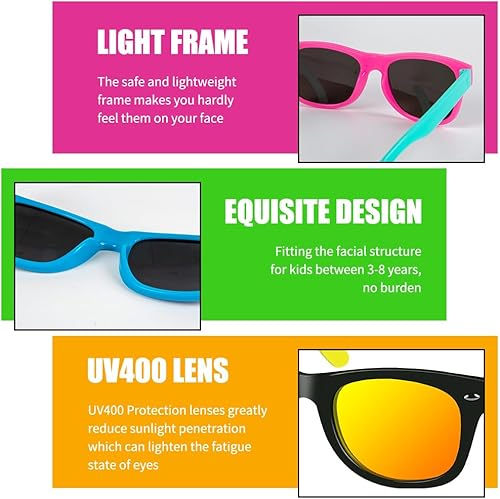 Miniatura 10 de AGGKKY Gafas de sol para niños a granel, regalos de fiesta, gafas de sol neón para niños y niñas con protección UV400