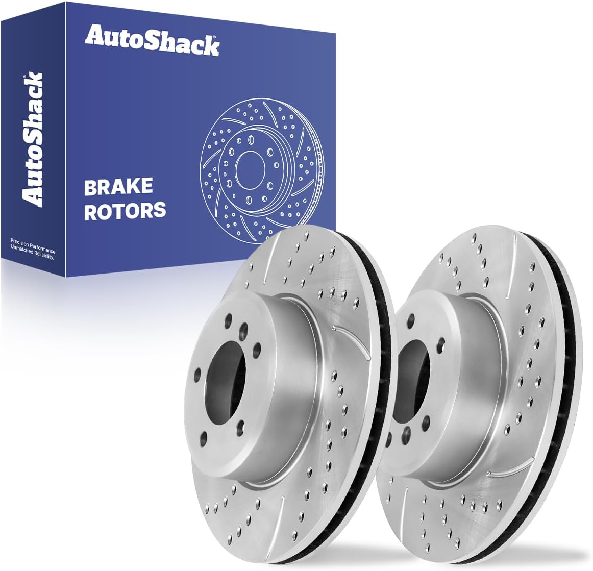 AutoShack Front Brake Rotors for BMW, 528i 2008-2010 530i 2004-2007 530xi 2006-2007 535xi 2008, RWD AWD L6 3.0L - Silver Zinc Coated Drilled & Slotted - SilverShield Pro - 12.75" (323.8 mm), 5-Lug