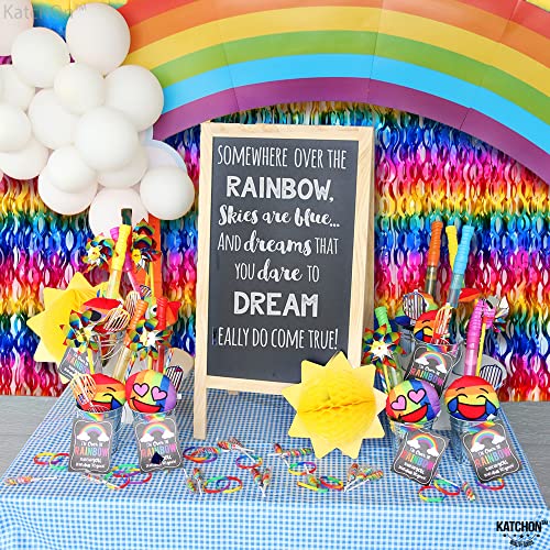 Katchon, Wave Rainbow Metallic Fringe Curtain - Large, 6.4X8 Feet, Pack Of 2 | Rainbow Metallic Streamers | Rainbow Tinsel Curtain, Rainbow Decorations | Pride Streamers, Pride Birthday Decorations #TOP2