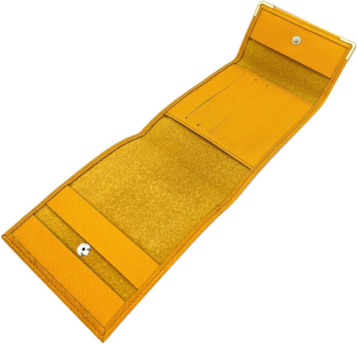 Long Folding Check Holder Case - Heel to Left - 3 Credit Card Slots - 3 Ply - Compact - Calfskin Leather - 10.5 cm x 14.5 cm, Zsf Mustard Yellow, Taille unique, Classic