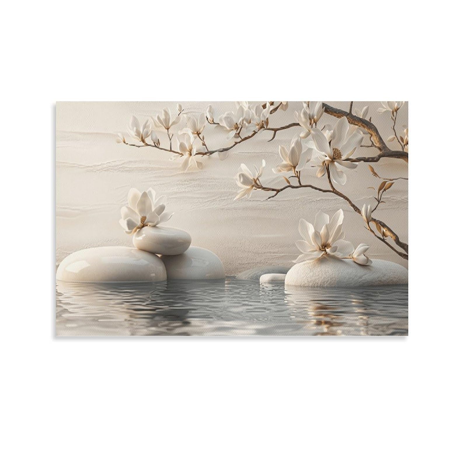 XPASHIQWC Magnolia & Pebble Poster Artwork Giclee Canvas Prints Modern Canvas Wall Art Picture Wall Hanging for Home Decorations 12x18inch(30x45cm)