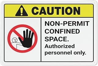 Caution (Non-Permit Confined Space) 8"x12" Retro Vintage Wall Decor Plaque Sign - Home, Bar, Pub, Kitchen & Restaurant