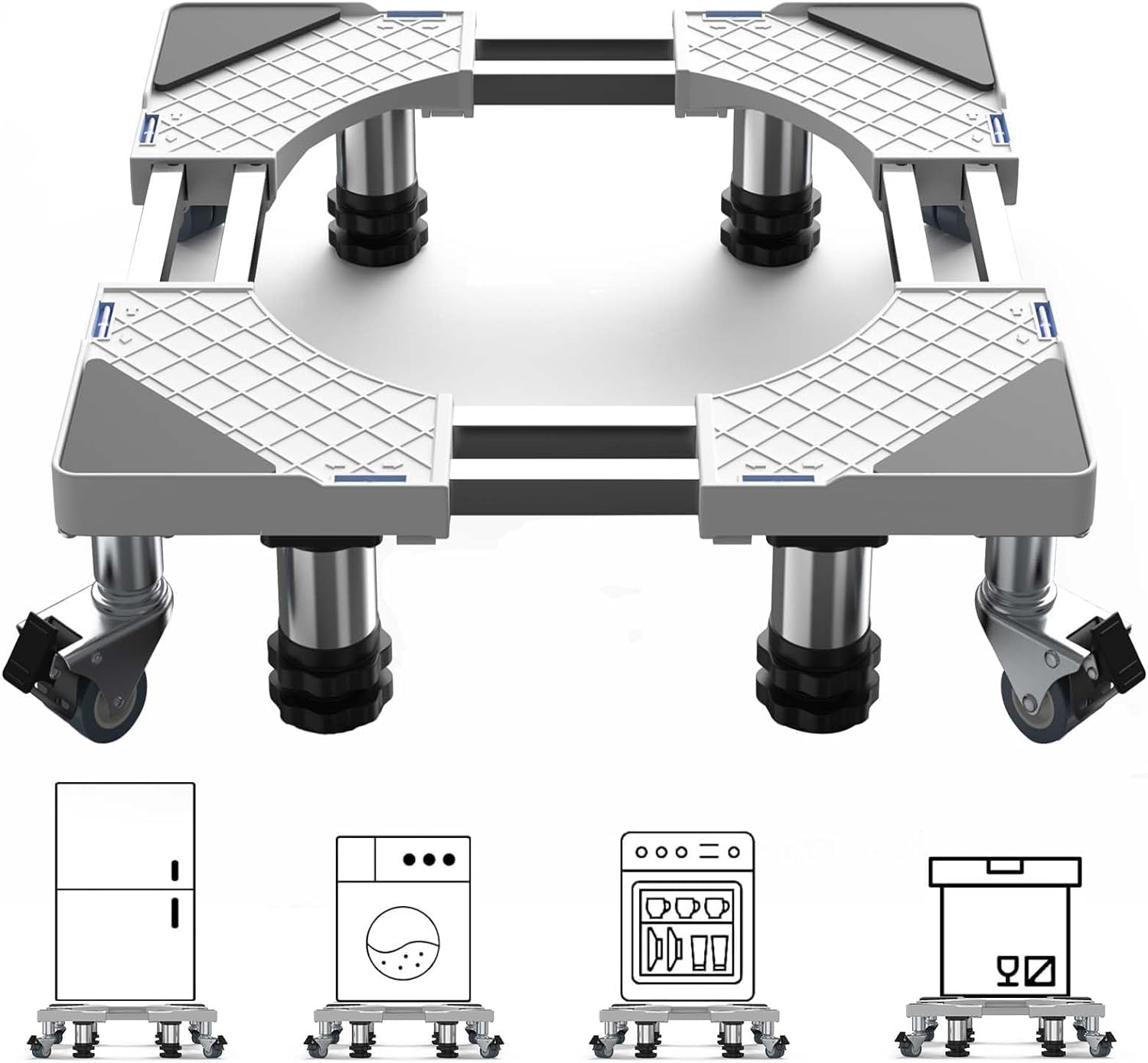 Amazon.co.jp: DEWEL 冷蔵庫 台 かさ上げ台 洗濯機台 8輪4ステンレス鋼
