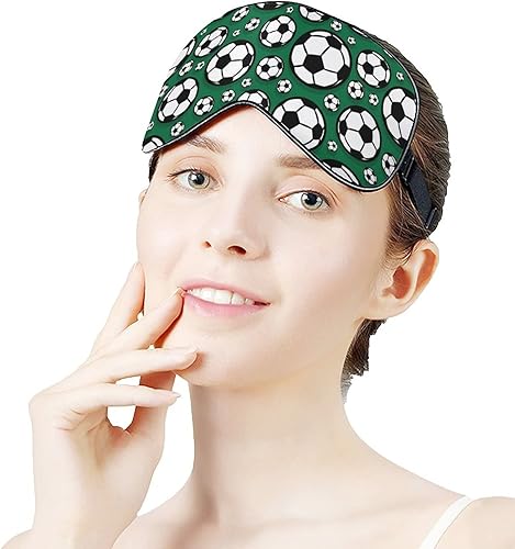 Miniatura 5 de Máscara de sueño con patrón de dibujos animados de fútbol, máscara de ojos suave y cómoda con correa ajustable para la cabeza