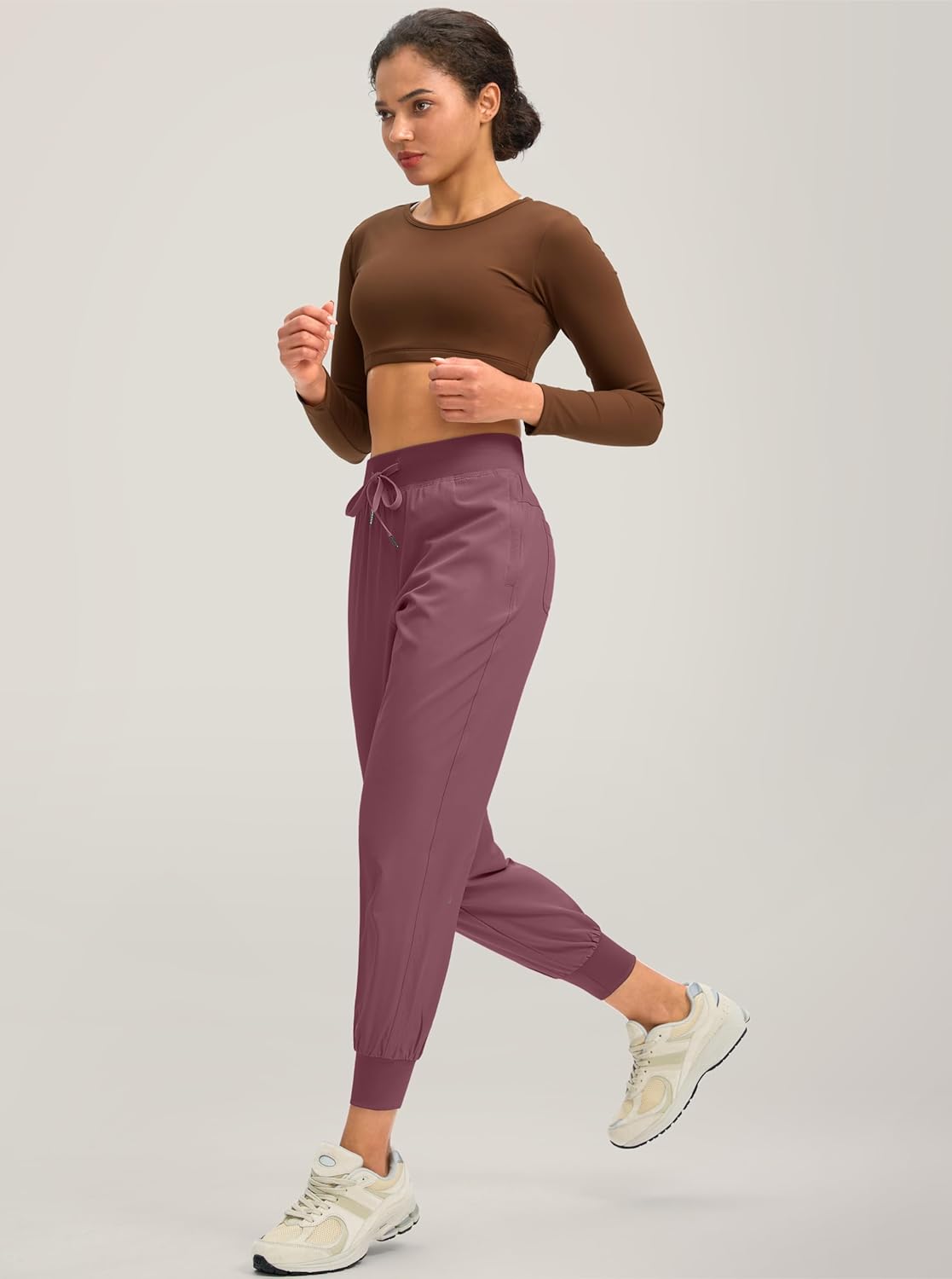 Soothfeel Women's Joggers with Zipper Pockets Lightweight Running Gym Travel Casual Workout Athletic Joggers Pants for Women Dark Pink - Image 7