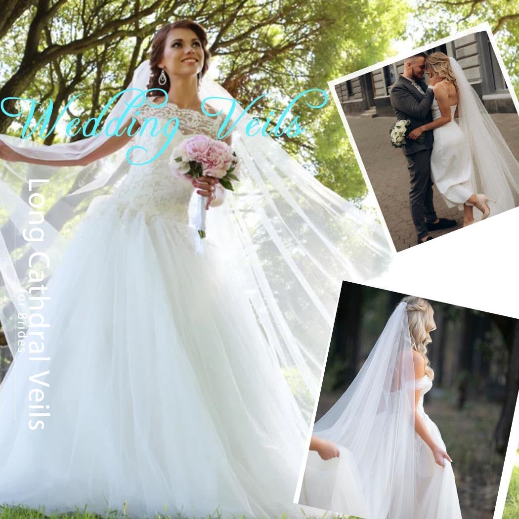 118’’ Bridal Cathedral Length Veils 1 Tier Long Wedding Veil for Brides Veil with Comb Simple Soft Tulle - Image 7