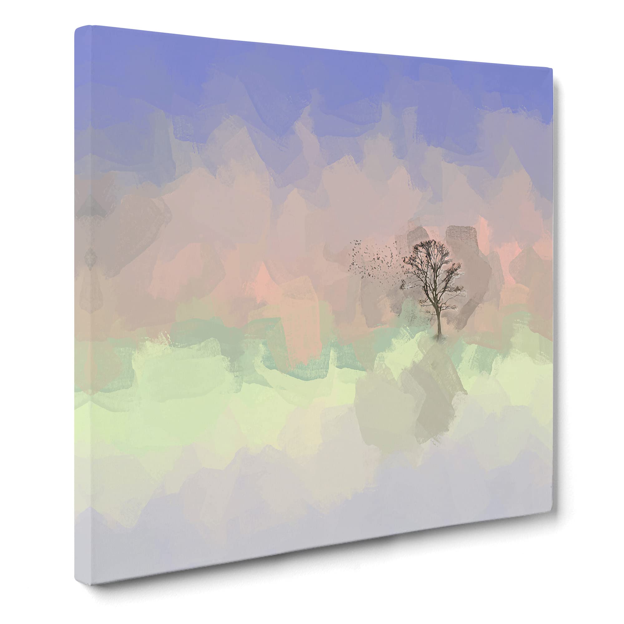 Flock of Birds Leaving the Tree Canvas Print, Mixed, 35L x 35W cm