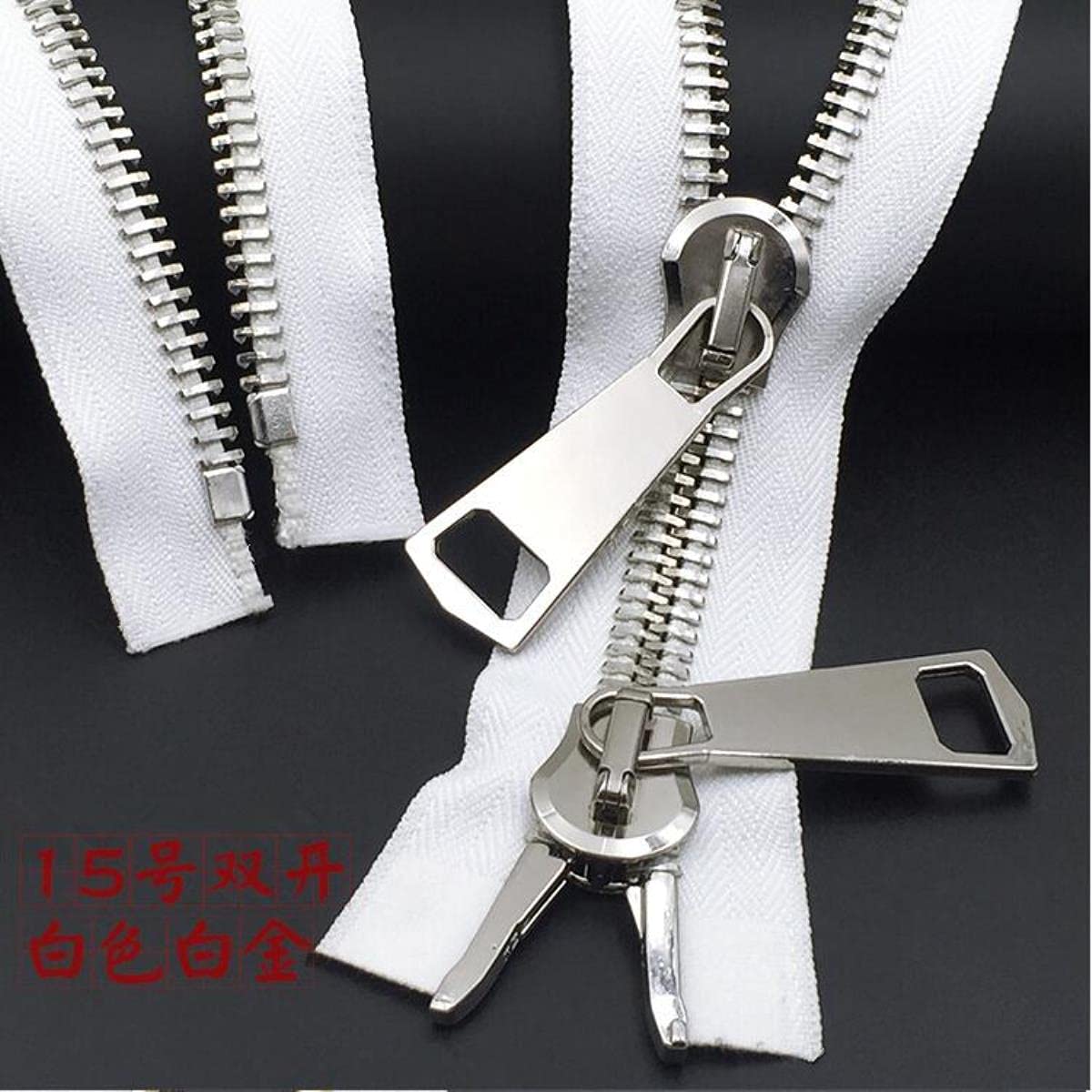 Reemplazo del tirador de la cremallera, cierres de cremallera terminados, cremallera grande 15# Cremallera deslizante doble de metal Abrigo de chaqueta de plumón de moda Cremallera bidireccional 1 pie