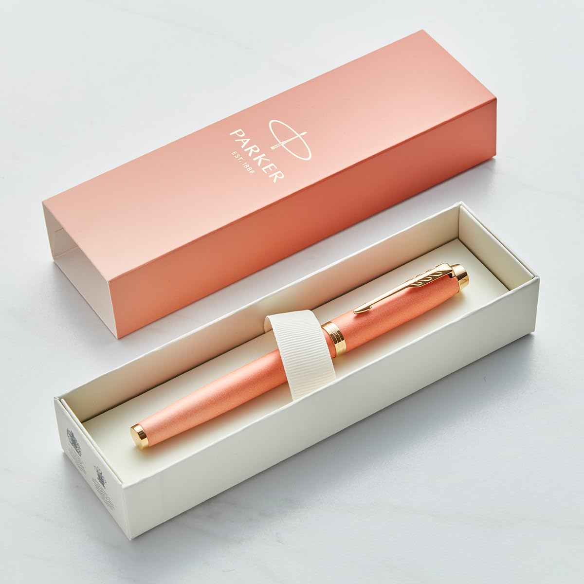 Personalised Parker IM Rituals Pen - Custom Engraving - Gift for CEO, Business, Graduation, Wedding - Premium Pen with Name/Text (Rollerball Pen, Orange Gold Trim)