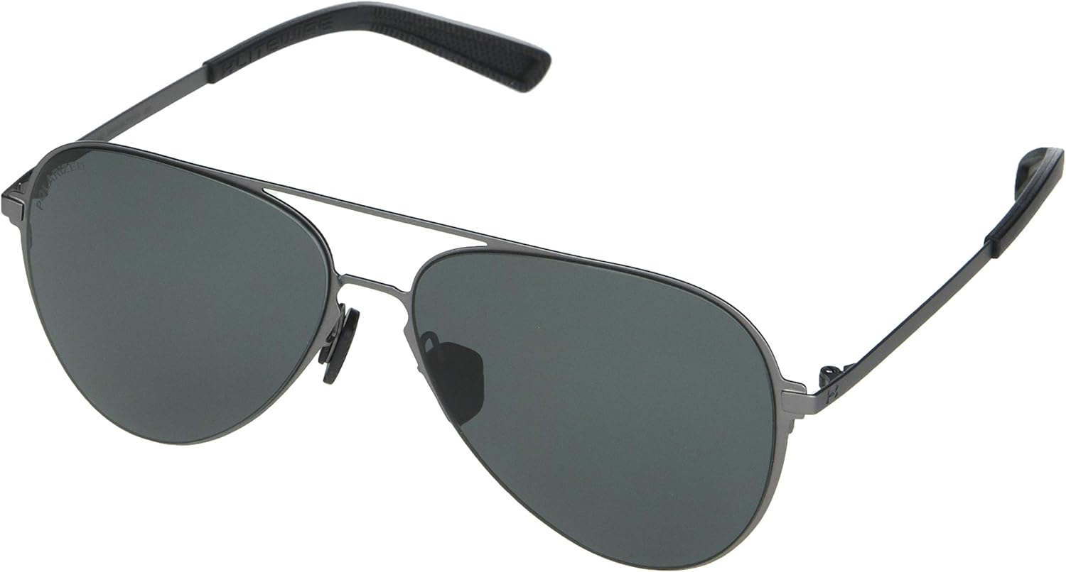 Under Armour Litewire Aviator Satin Gunmetal Frame/Black Rubber/Gray Polarized Lens One Size