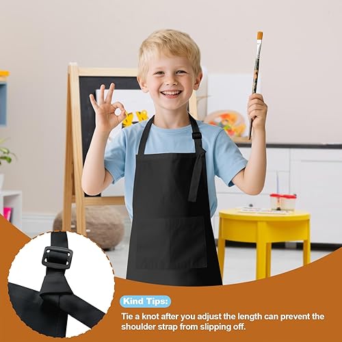 Miniatura 4 de 2 delantales para niños, delantales de artistas con bolsillos, delantales de chef ajustables para cocinar, pintura de respaldo de cocina