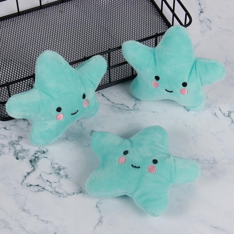 DAFORERAL Squeaky Plush Dog Toys, 3 Pack Soft Chew Toy Set for Small Dogs and Puppies, Cloud Moon or Star Design, Durable PP Cotton, BB Sound Inside (Star green) — image 1