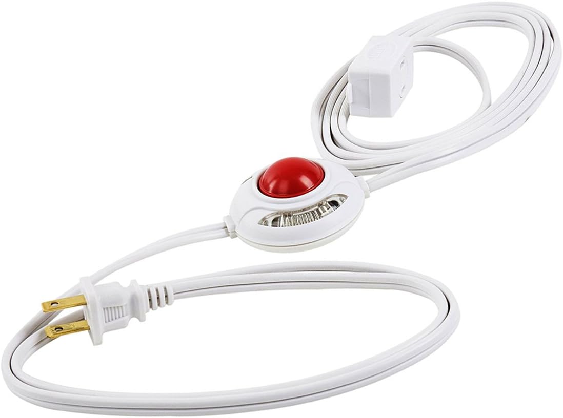 Uninex PS52FNSKU Lighted Foot Switch Extension Cord With AC 3-Outlet, Safety Covers, UL Listed, White, 9-Foot