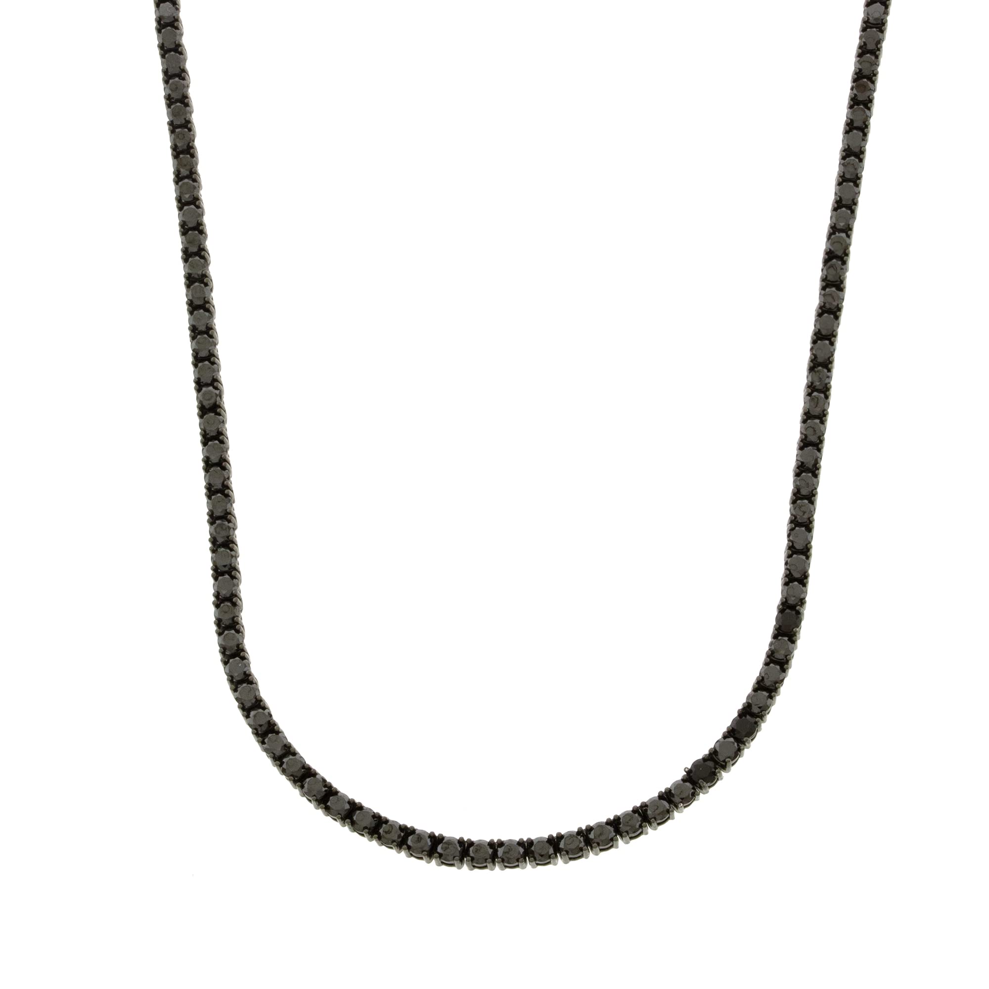 Bling NY Uni 1 Row Tennis Necklace/Bracelet Black Finish Lab Diamond 3mm Solitaire Skinny Tennis Chain 16-24" Bracelet 6.5-8.5", Brass, Cubic Zirconia-image-7