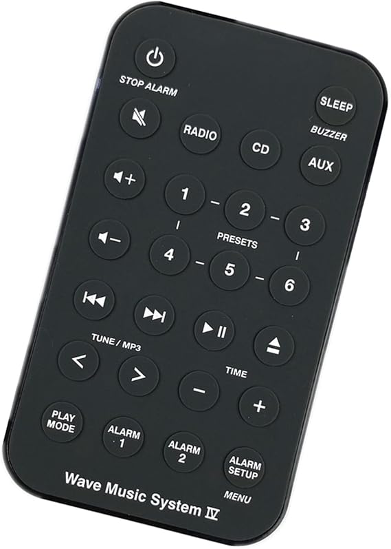 Remote control with music system speaker blind operation and button layout to minimize errors